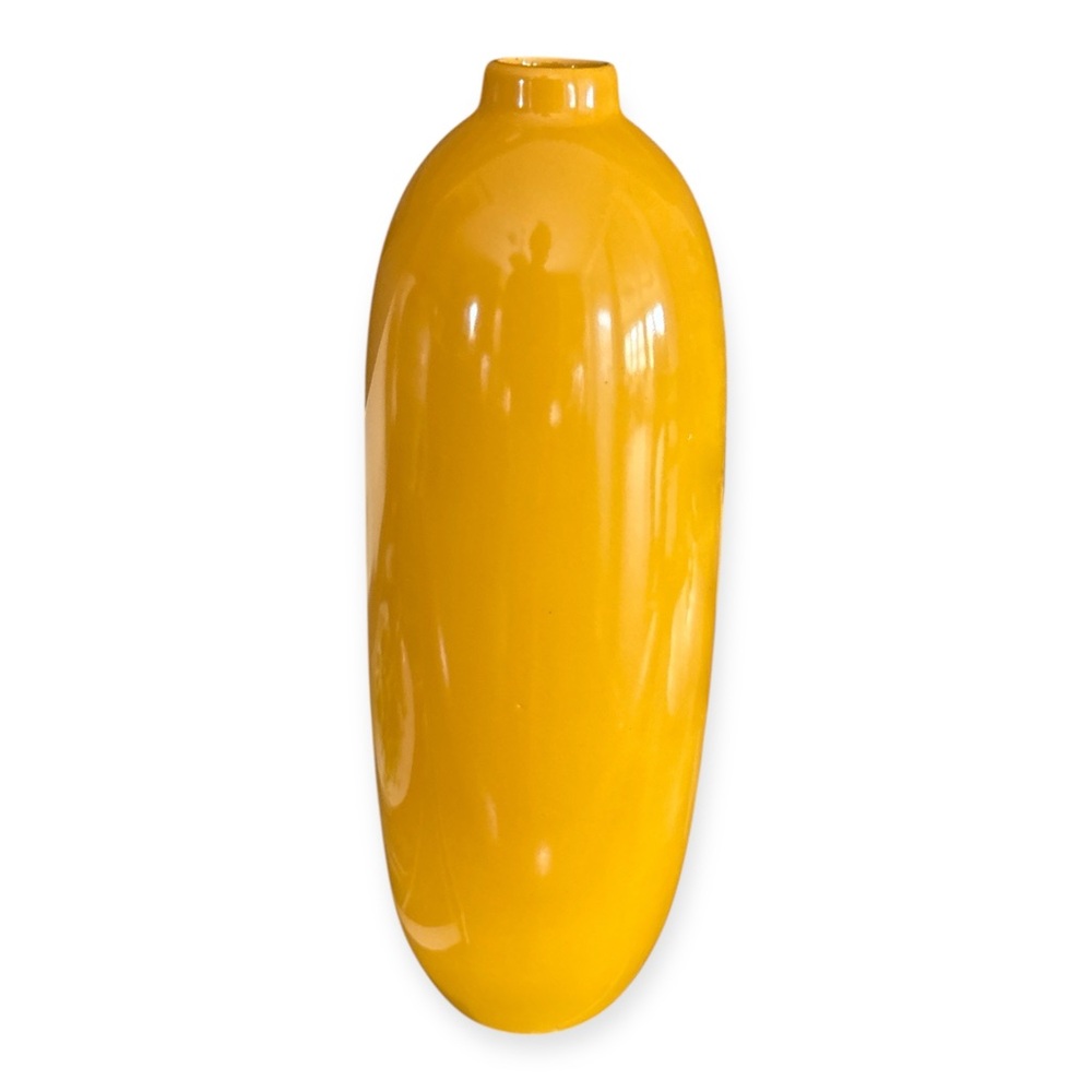 Modern Yellow Abstract Ceramic Head Vase, Glossy Decor, Abstract Art - Picture 3 of 7